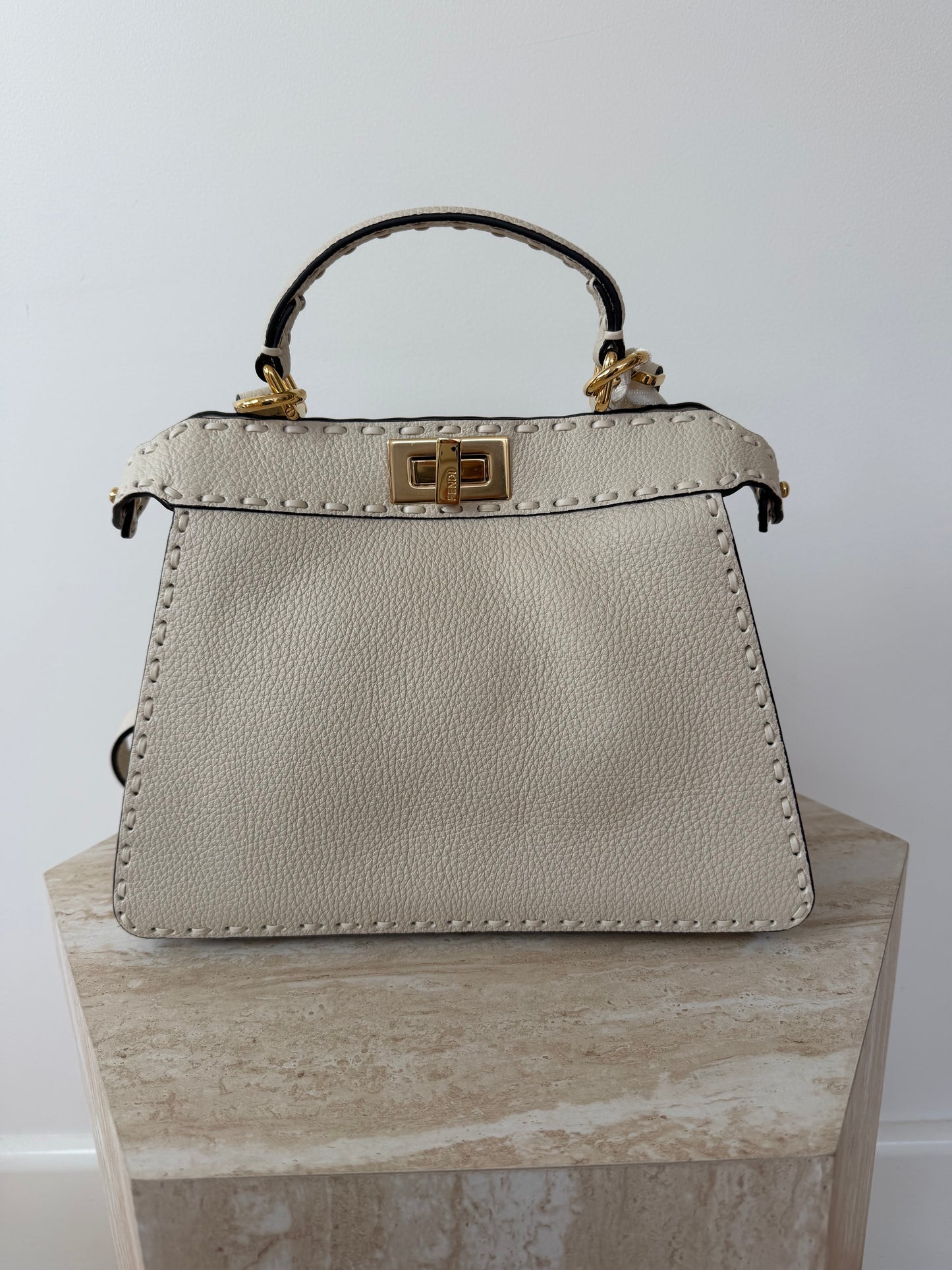 Fendi Peekaboo Small IseeU Grained White Leather